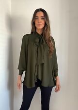 Monsoon Sage Green Pussybow Blouse Size 10- 22
