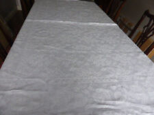 Ex-large white linen  tablecloth with fern pattern  -   84 x 68 inches