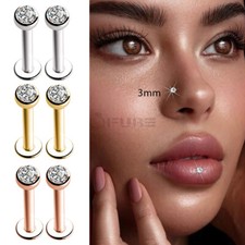 3MM Women Round Diamond CZ Ear