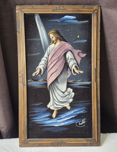 Black velvet painting jesus - velvet,