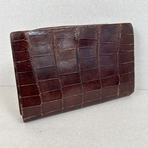 Brown leather clutch bag - leather,