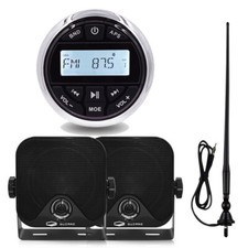 Marine Stereo Bluetooth Waterproof Boat Radio Receiver + 120W Speakers + Antenna