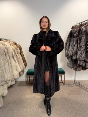 Mink fur coat dark brown - coat,,
