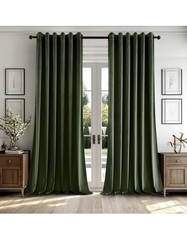 MIULEE Thick Velvet Curtains for Bedroom 2 Panel SetDarkening Velvet Olive Green
