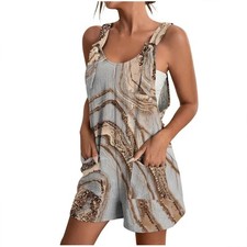 UK Ladies PRINT Sleeveless Jumpsuit Shorts Romper Playsuit Dungarees Plus Size