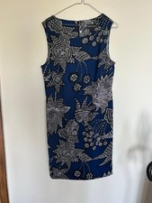 Connected apparel Navy Blue Floral Cotton Stretch Sheath Dress size 16