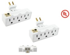 2 Pack WHITE 3 Outlet Swivel