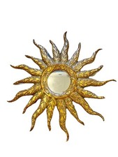 Vintage Gold Starburst Sun Mirror - Antique Collectible 1960s Rare collectible 