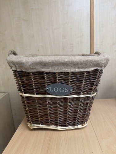Square wicker log basket with - wicker,