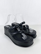 Shelly's London Christina Sandals Shoes UK 8 Black Wedge Platform 90s Flip Flop