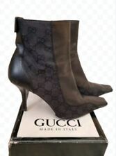 Gucci Authentic Lady's Vintage Monogram Black Ankle boots Sz US 9.5 UK 6 To 6.5