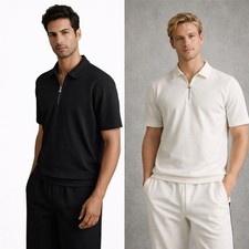 Reiss Mens Albany 1/4 Zip Polo
