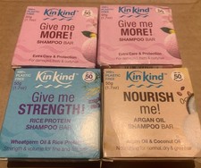 New 4xKinKind Shampoo Bars (2x damaged Hair/1xrice Protein 1x Argan Oil) 4x50g 