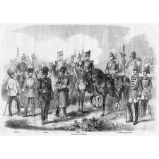 AUSTRIAN Soldiers; Dragoons, Chasseurs, Uhlans, Life Guards - Antique Print 1859