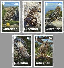 OWLS of GIBRALTAR Birds of Prey MNH 5v-Stamp Set FV £6.80 (2020 Gibraltar)