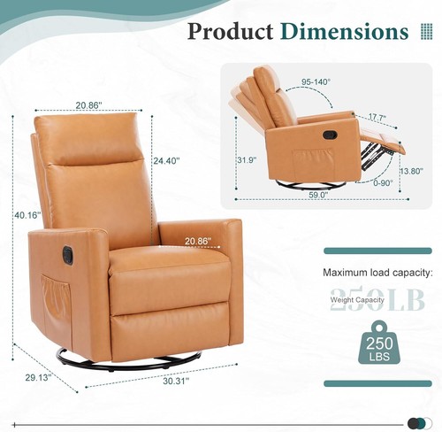 Swivel rocker recliner chair - swivel,