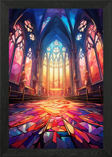 Stained Glass Cathedral Framed