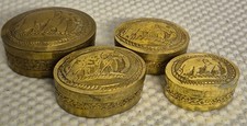 Vintage Set Of 4 Brass Snuff