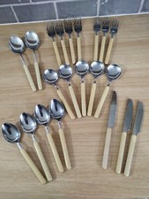 Vintage Viners Plastic Handle Cutlery 21 Pieces. Pls Read. Good.