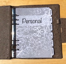 Filofax A5 Organiser Planner - Silver Design Labelled Dividers - Fully Laminated