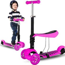 3 in 1 Scooter With Removeable Seat for Kids Ages 3-12 Adjustable Height 3 Wheel