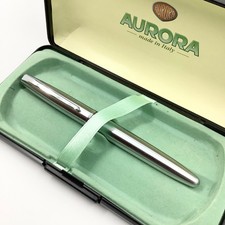 Aurora steel fountain pen, medium nib, boxed, Nr mint