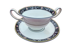 Wedgwood RUNNYMEDE. Dark Blue.  Soup Cup and Saucer.