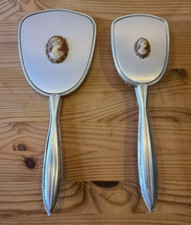 Vintage Victorian Style Cameo Vanity Dressing Table Mirror and Brush Set