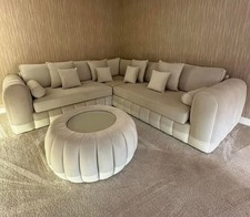New Cream Lilly Corner Sofa With High Back Cushions 
