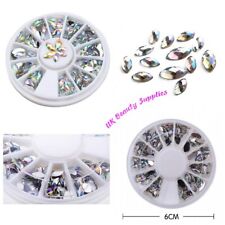 3D Nail Art Decoration - POINTED Rhinestones Diamantes Gems Crystals - UK SELLER