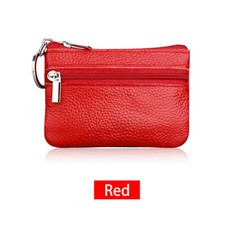 Women Key Ring Leather Mini Purse Coin Small Change Bag Card Wallet Pouch Zip Up