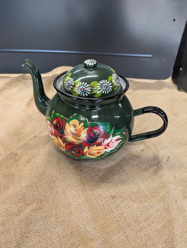 Vintage polish enamel teapot - vintage,