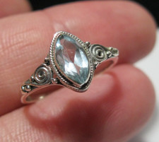 Sterling silver 925 blue topaz gem stone bali ring size L  - new gift