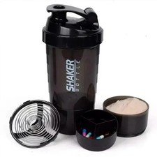 3 Layers Shaker Protein Bottle Powder Shake Cup Water Bottle Plastic Mixing Cup
