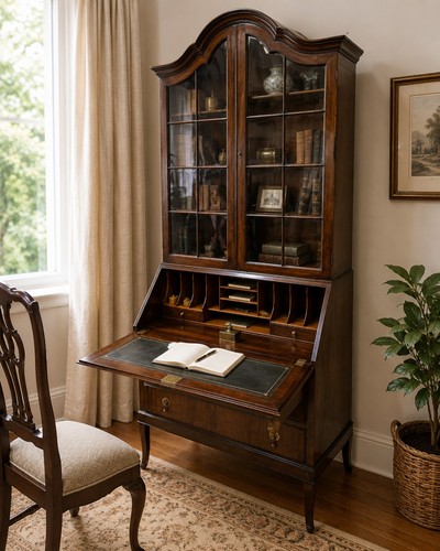 Edwardian mahogany bureau - edwardian,