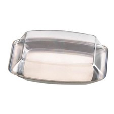 Butter Dish Stainless Steel with Clear Plastic Lid -  Hygienic Food Storage