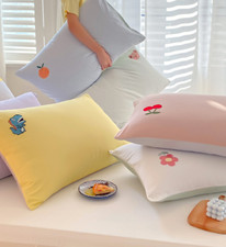 1/2PCS 100% Soft Thick Cotton Embroidery Pillow cases Bedding Cushion Covers UK