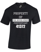 PROPERTY OF FOX RIVER MENS T-SHIRT PRISON BREAK JAIL T-BAG FANCY DRESS DESIGN