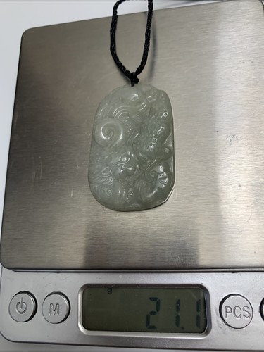 Jade carved dragon pendant - pendant, w/
