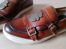 Billionaire Italian Couture Monk Strap Loafers UK 7 Leather Cognac Made in Italy