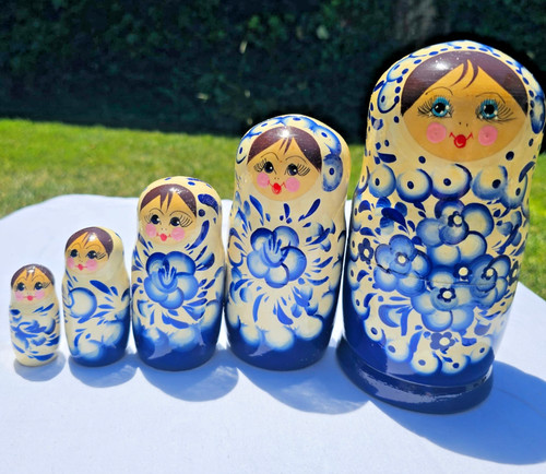 Russian wooden blue - wooden, white