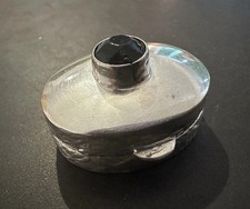 Vintage Egyptian Sterling Solid Silver Pill Pot Box With Black Stone Jet? 15g