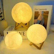 3D Moon Night Light  Romantic 7 Colors LED Bedside Touch Globe Lamp With Stand..