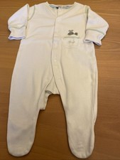 baby boys clothes 0-3 months Next White Cotton Green Trim Babygrow Sleepsuit