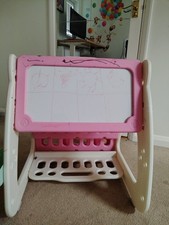 Children’s Pink & White Multi-Functional Easel, Bookshelf & Stool
