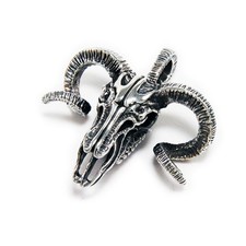 MOUNTAIN GOAT SKULL 925 STERLING SILVER BIKER ROCKABILLY GOTHIC PENDANT TAN-070