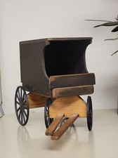 Vintage 15" Hand Made Wood Toy Horse Drawn Farm Wagon Model Folk Art Amish Buggy