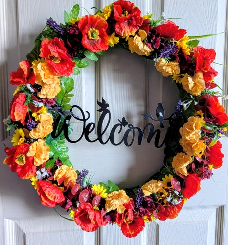 Handmade large wreath - handmade, poppies