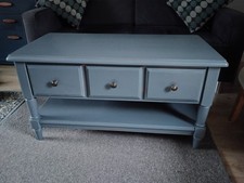 Ducal Grey Painted Pine Wooden 2 Tier Coffee Table TV Bench Drawer Cabinet