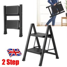 2 Step Ladder Folding Step Stool Heavy Duty Metal Small Compact Foldable Ladders